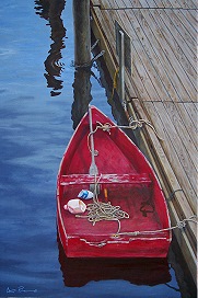 Red Boat at Perkins Cove 24 x 36 Acrylic on canvas